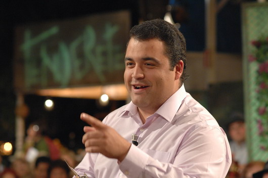 Yeray Rodríguez en la grabación del primer programa de Tenderete en la TV Canaria.